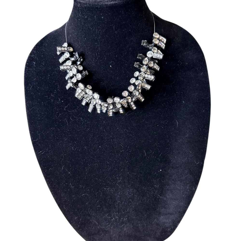 Chico's Gunmetal & Crystal Statement Necklace